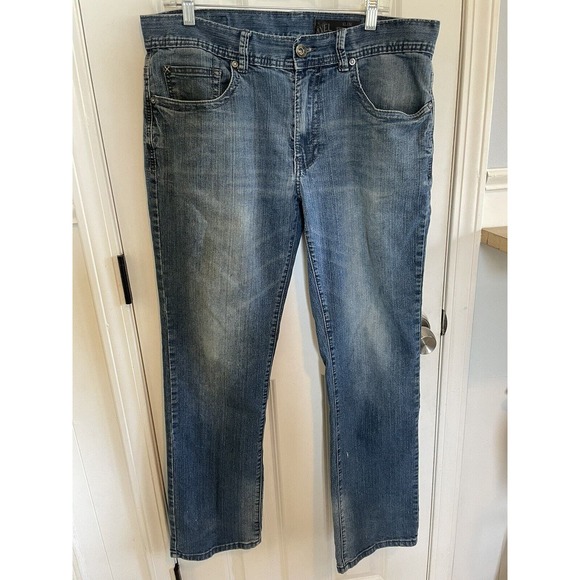 TK AXEL Jeans Mens 34x32 Slim Boot Blue Denim Medium Wash 5 Pocket - Picture 1 of 13